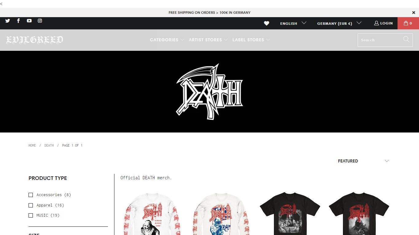 DEATH - Official Merch - Evil Greed